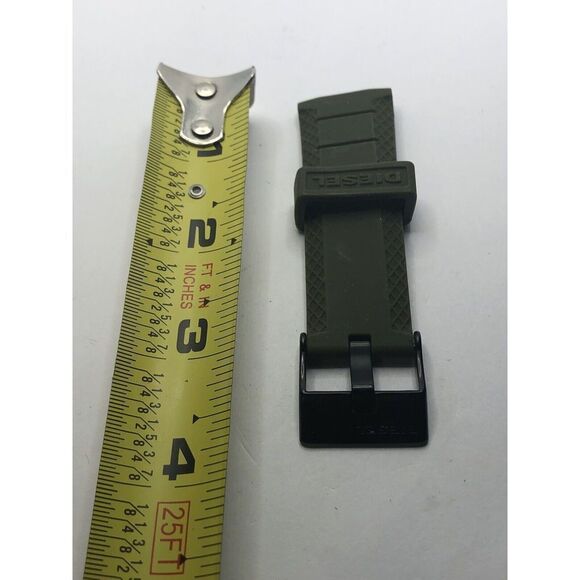 Diesel Watch Parts 2 Piece Silicone Half Band Only Clasp Army Green 22mm PY205 - Picture 1 of 8